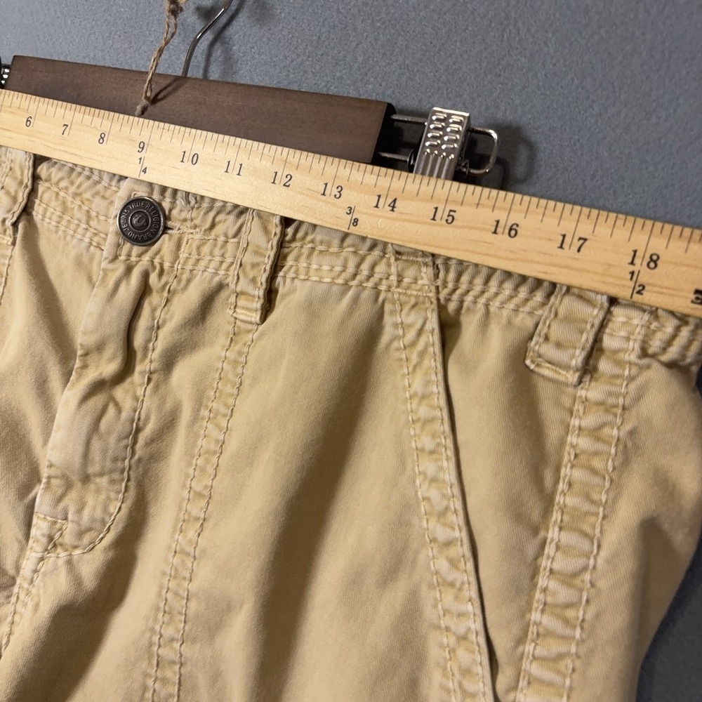 True Religion Cargo Shorts Mens 36 Khaki Cotton Utility Flap Pockets Baggy - Picture 14 of 14